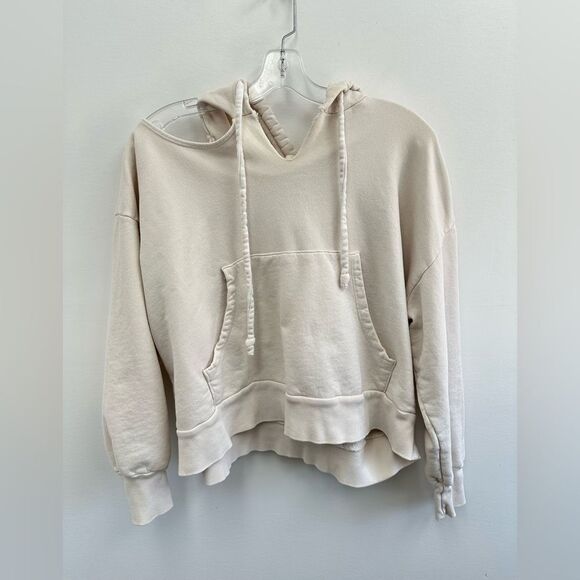LNA Lion Hoodie Pullover in Off White Cutout Shoulder Drawstring Size XS - Picture 4 of 10